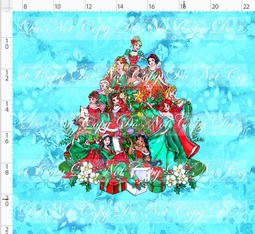 RETAIL LISTING: A Princess Christmas Story - panel - blue - princess tree - ADULT