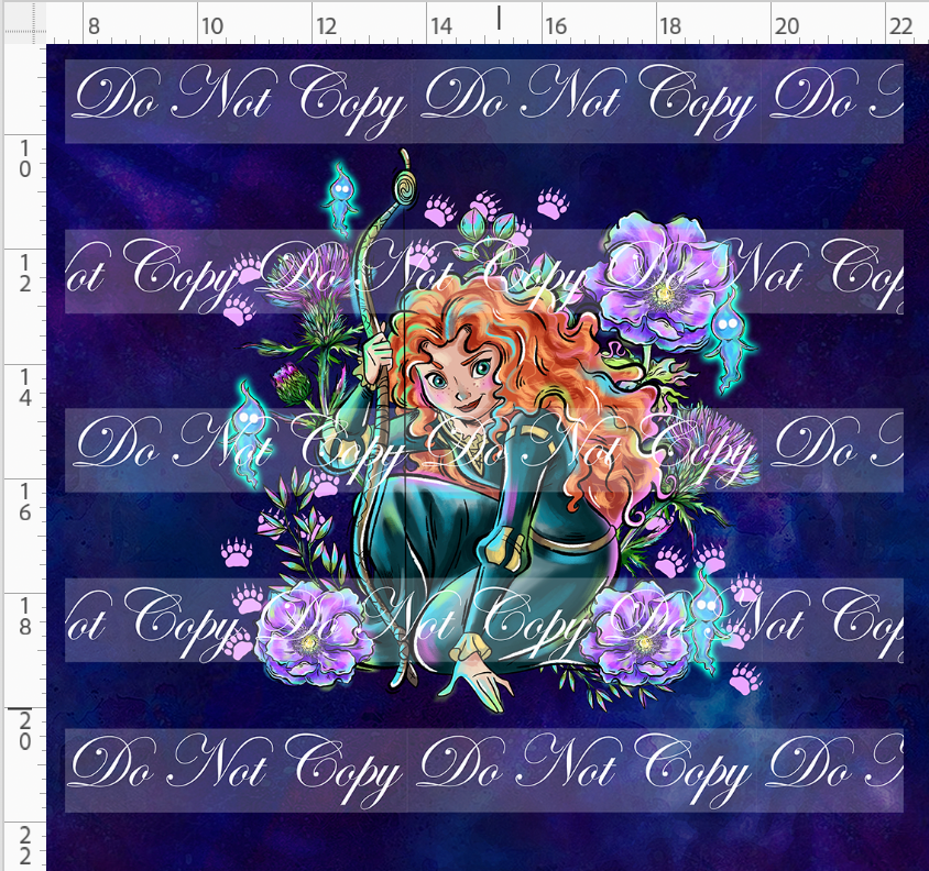 Brave at Heart - panel - navy - princess with bow - ADULT