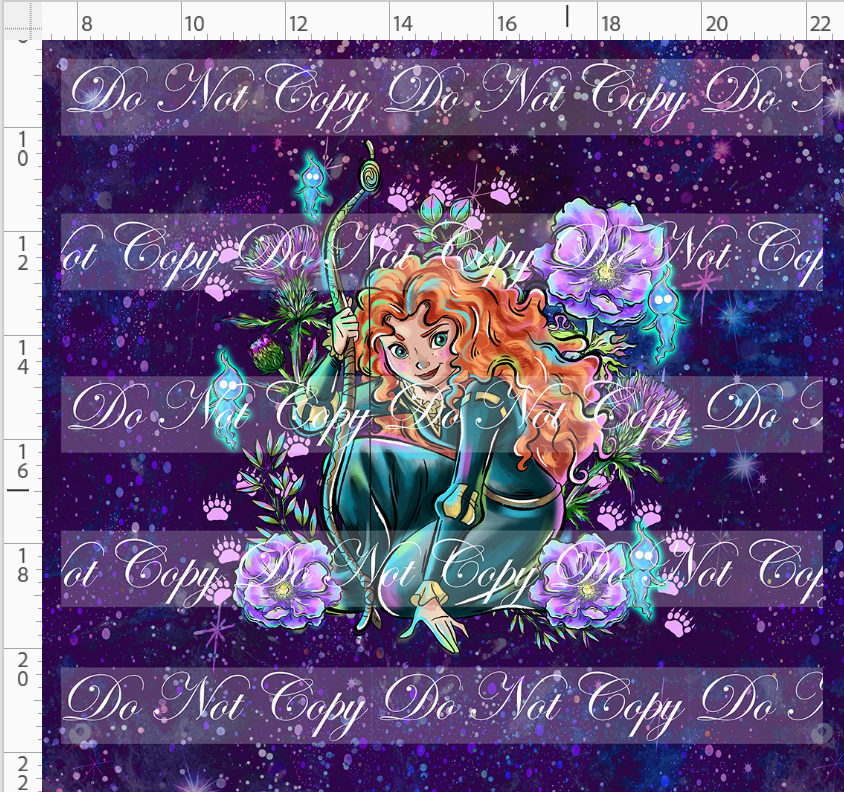 Brave at Heart - panel - purple - princess with bow - ADULT