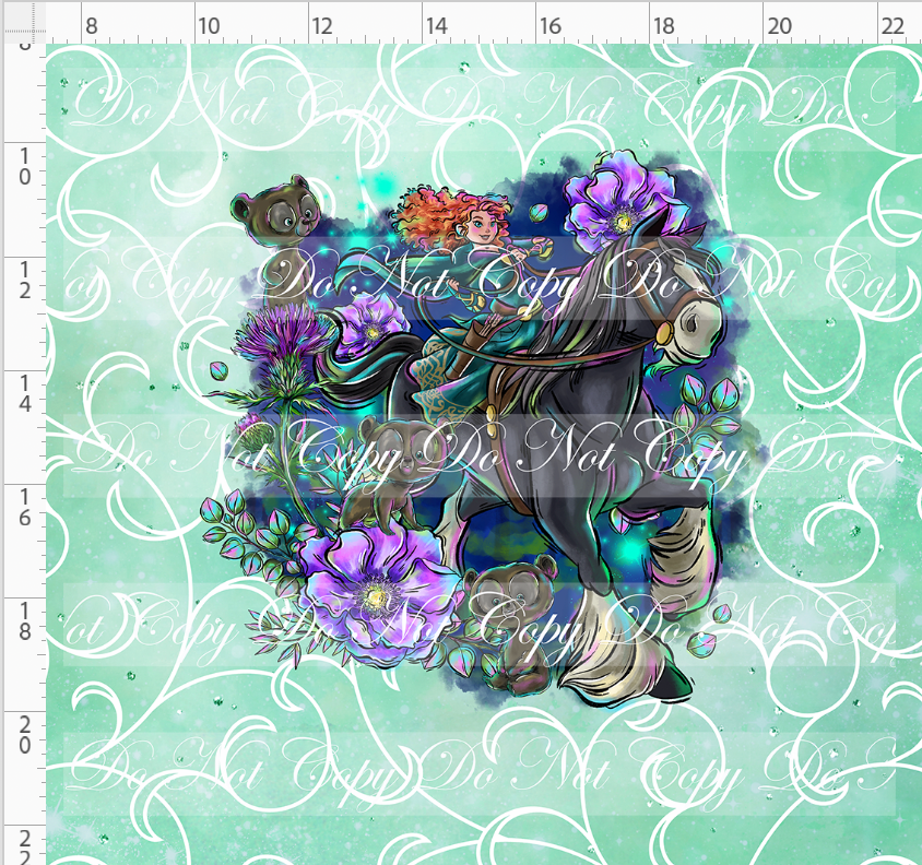 Brave at Heart - panel - sea foam- horse - ADULT