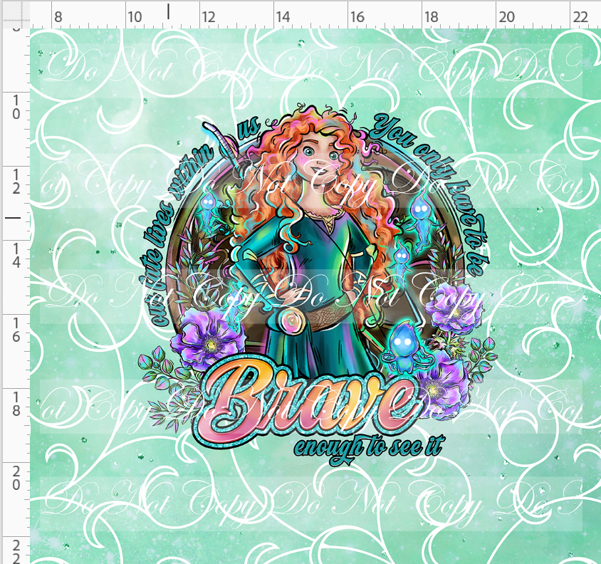 Brave at Heart - panel - sea foam- words - ADULT