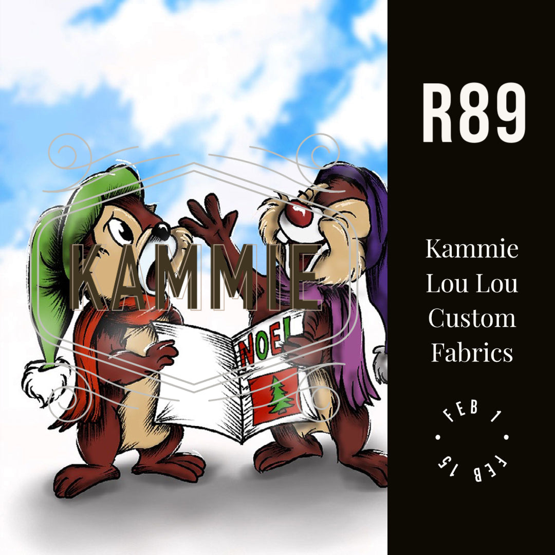 Chipmunk Noel - Full Size Blanket Panel 58W x 72H