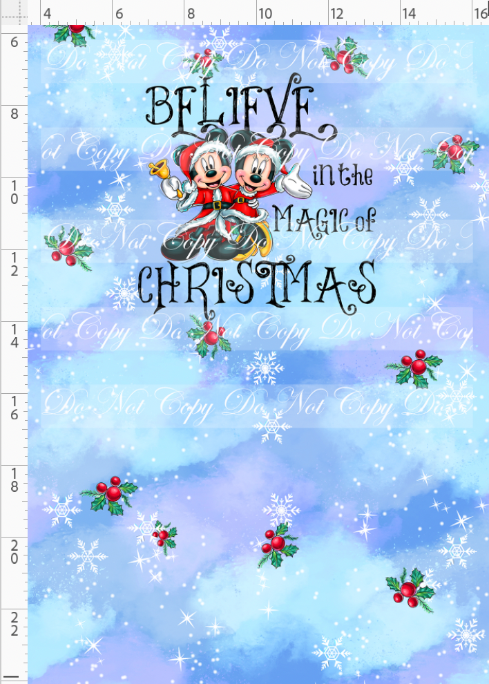 Christmas Globes - Panel - Believe - light blue - child