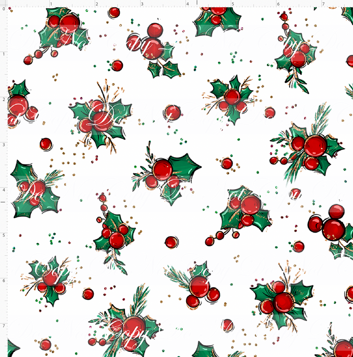 Christmas Mouse Classic - holly - white - small scale