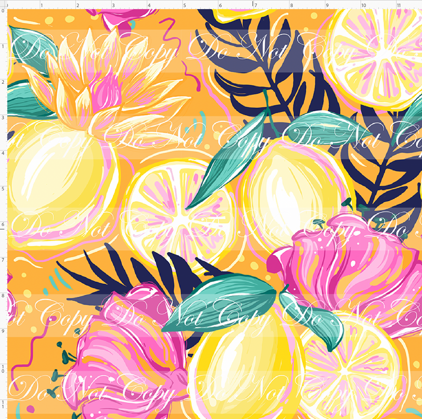 Citrus Bloom - Lemon & Floral Toss on Orange - Regular Scale