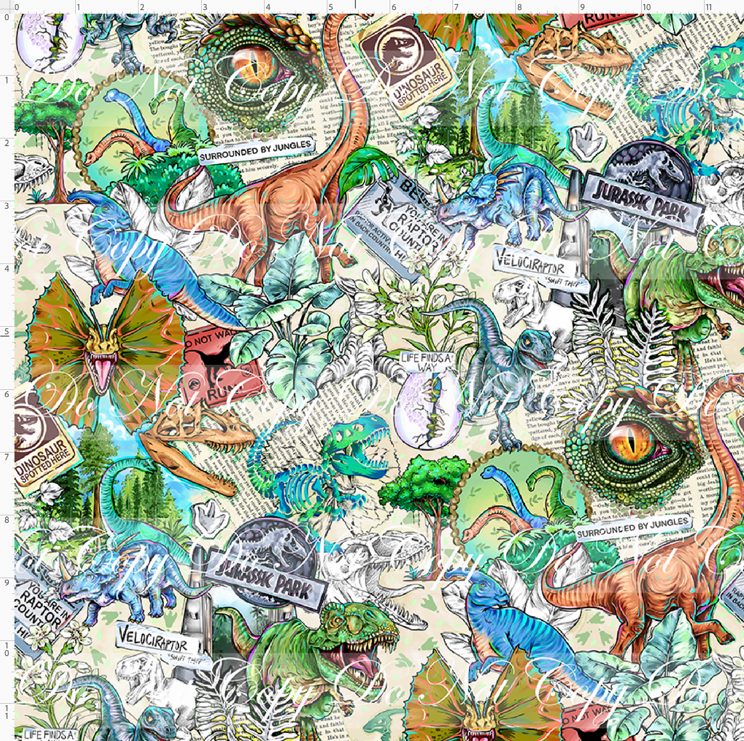 Dino Expedition - Dinos and newspaper - tan - regular scale