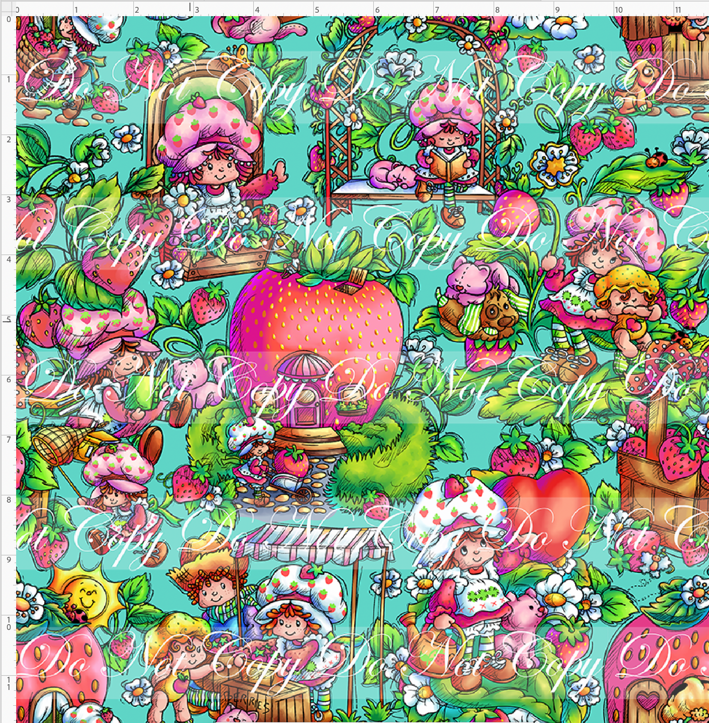 RETAIL LISTING: Down in the Strawberry Patch - Main Design - REGULAR SCALE - Teal