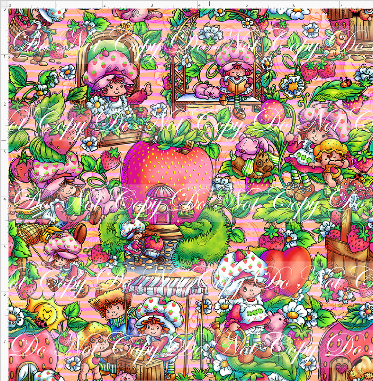 Down in the Strawberry Patch - Main Design - SMALL SCALE - Pink