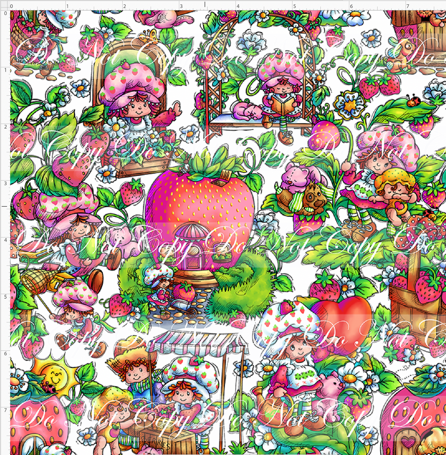 Down in the Strawberry Patch - Main Design - SMALL SCALE - White