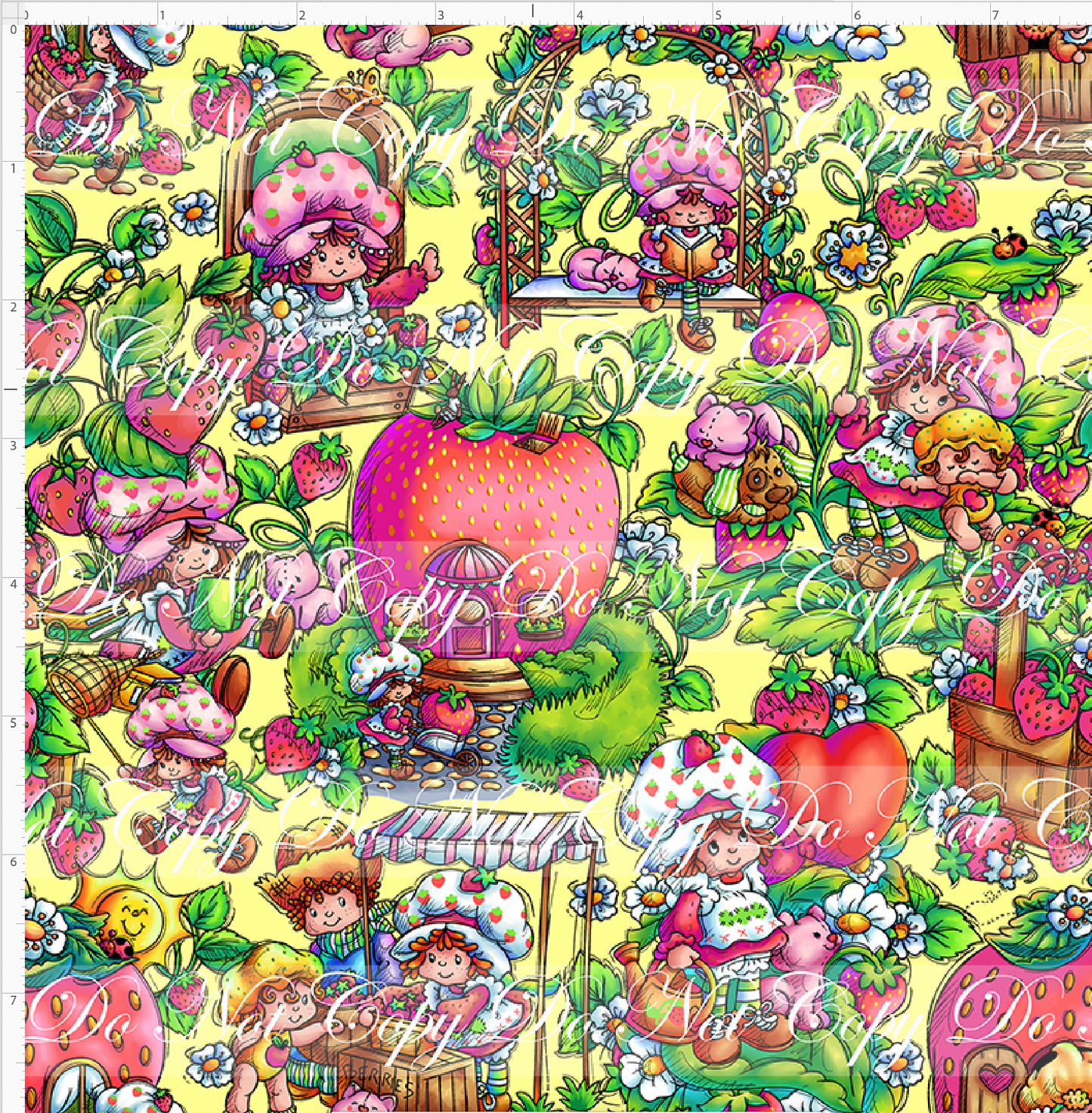 Down in the Strawberry Patch - Main Design - SMALL SCALE - Yellow