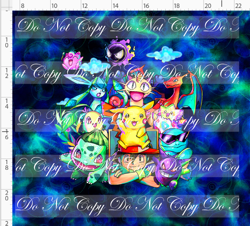 Elemental Critters - Panel - Popular group - Blue green background - adult