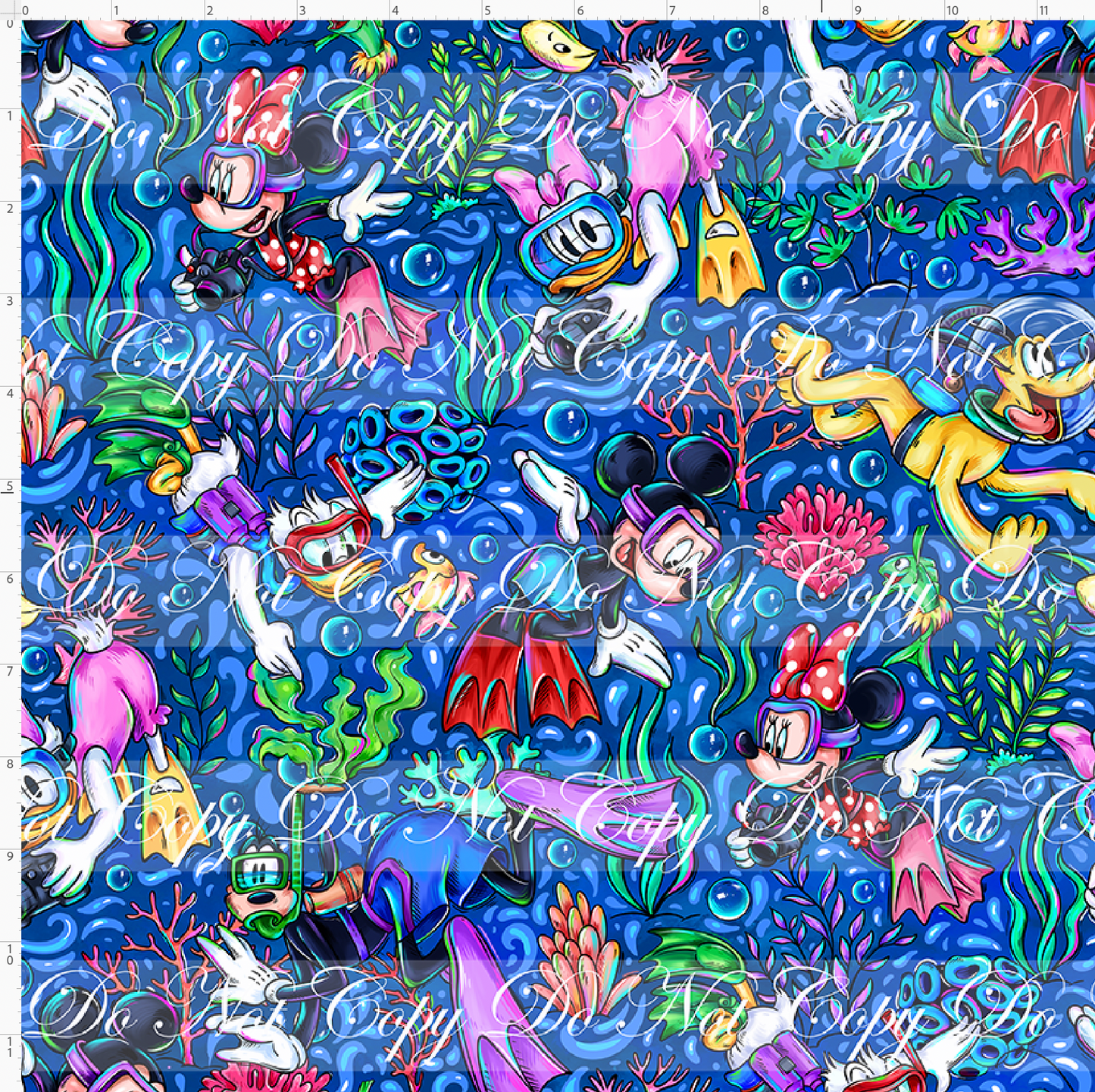 Fins and Friends - Friends with coral - dark blue - regular scale