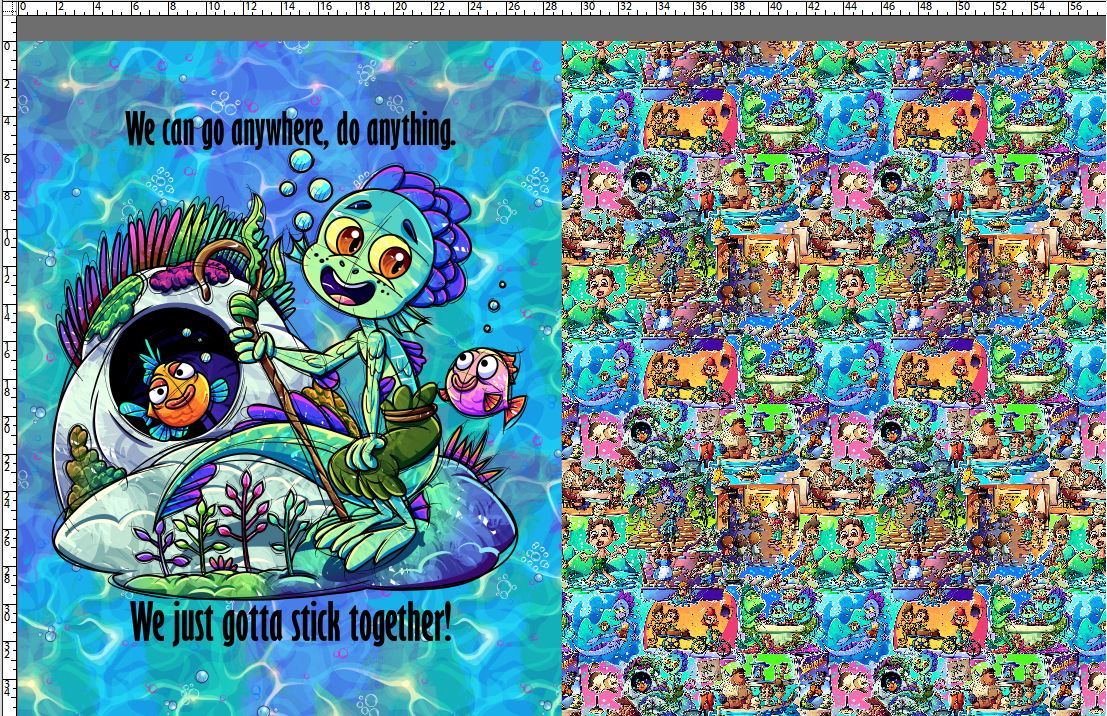 Fish Boy - Childrens Blanket Panel 58W x 36H