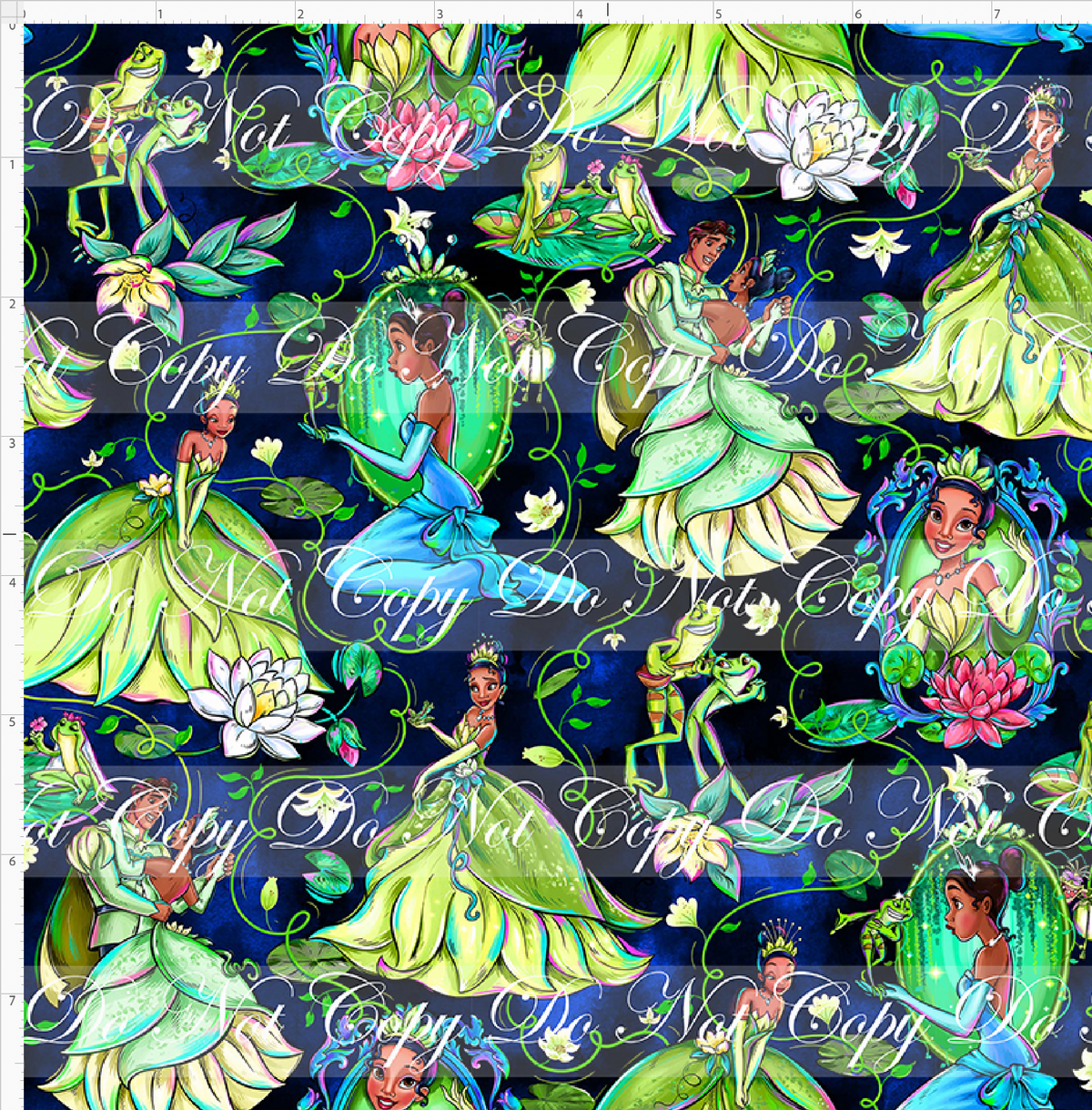Frogs & Fireflies-Princess-Navy-Small Scale