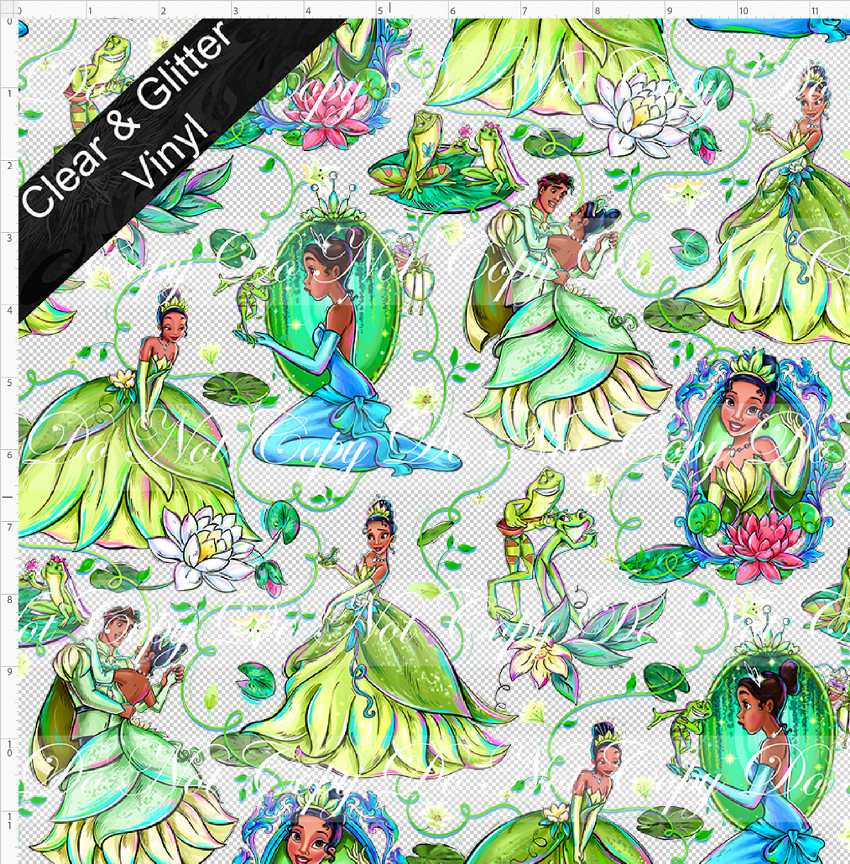 Frogs and Fireflies-Princess CLEAR & GLITTER VINYL-Regular Scale