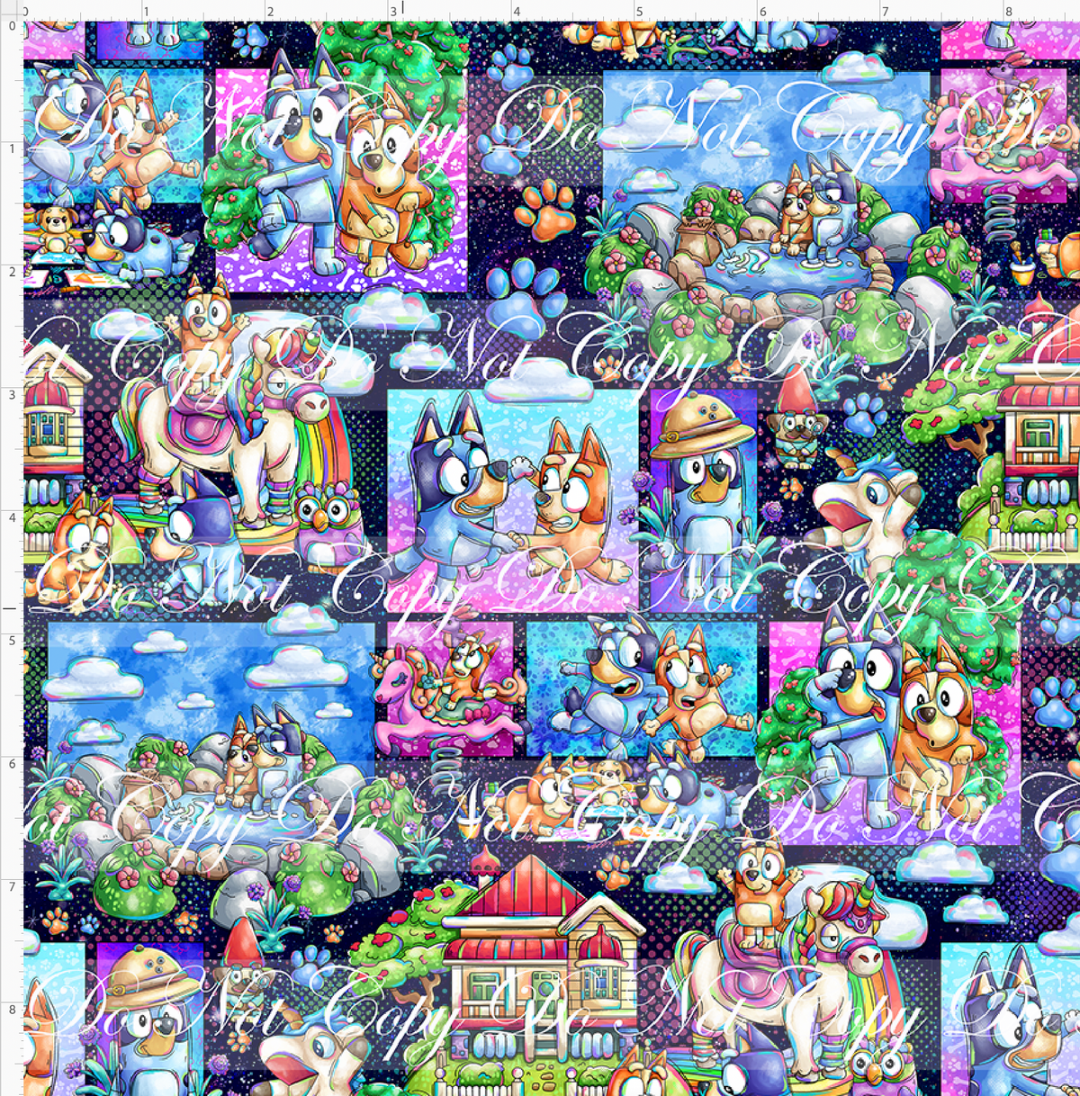 Heeler Hideaway - Characters in Squares - Navy - small scale