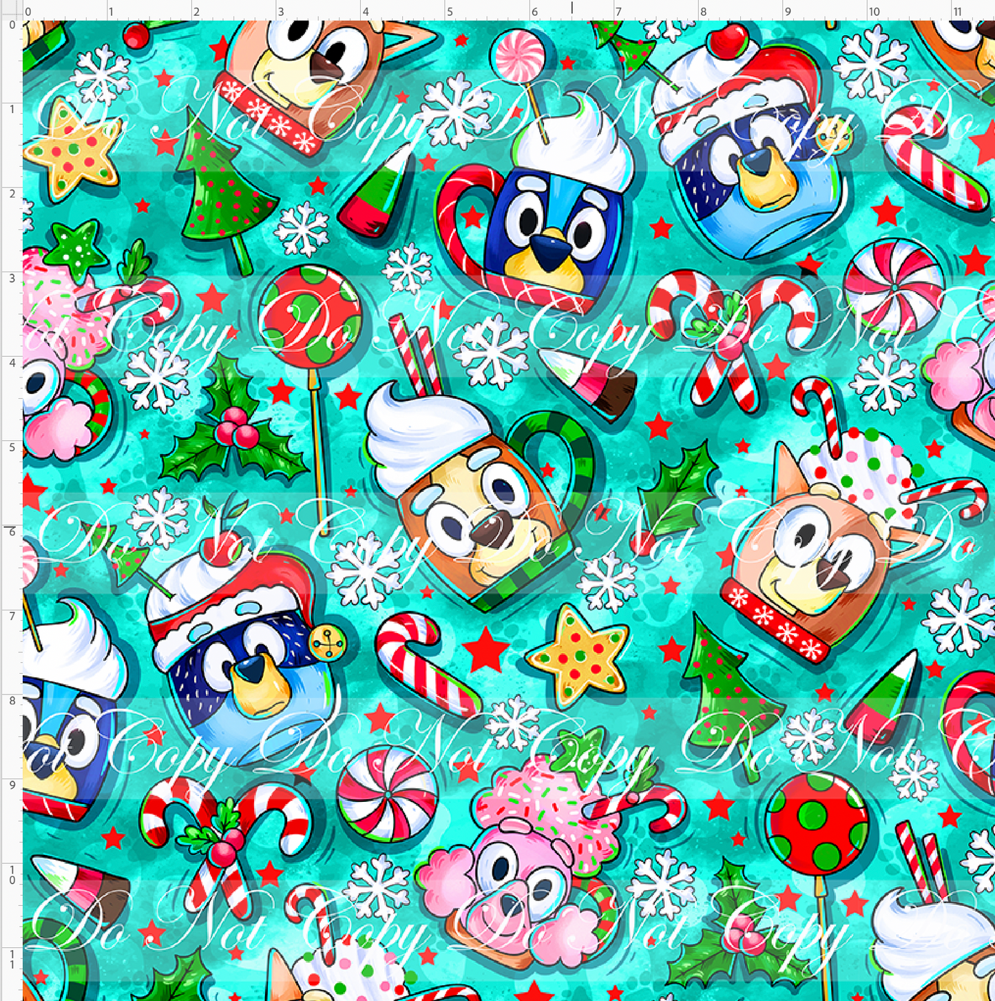 RETAIL LISTING: Heeler Holidays - Cocoa cups - main - green - REGULAR SCALE