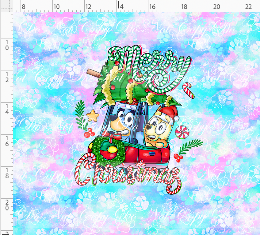 RETAIL LISTING: Heeler Holidays - panel - cotton candy - car - ADULT