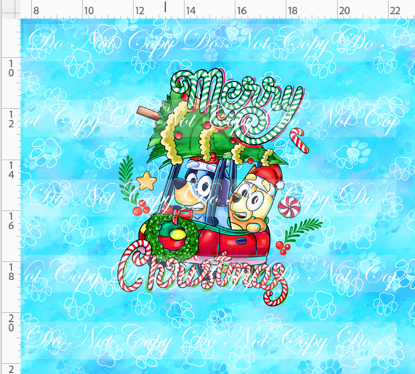 Heeler Holidays - panel - sky blue - car - ADULT