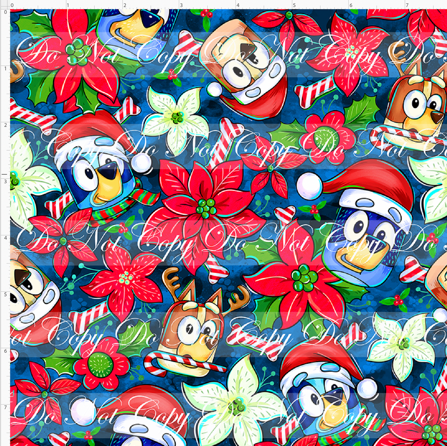 Heeler Holidays - poinsetta - Navy - SMALL SCALE