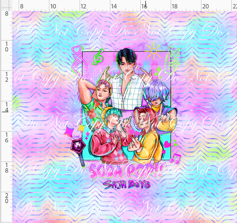 RETAIL LISTING: KPOP Huntrix - Panel - ADULT - 5 boys with elements - Pastel