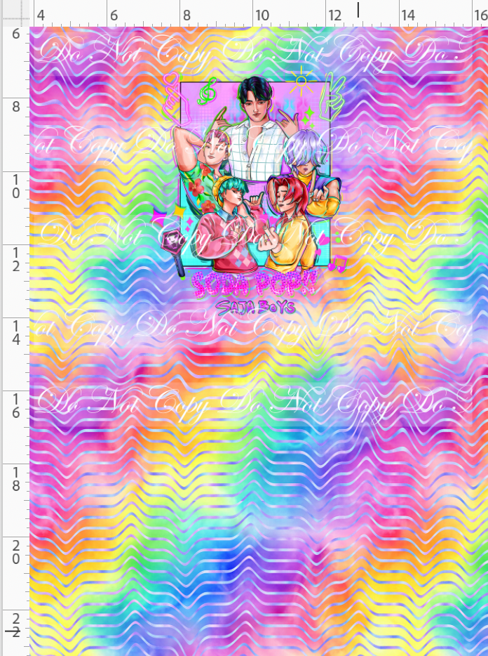 KPOP Huntrix - Panel - CHILD - 5 boys with elements - Rainbow