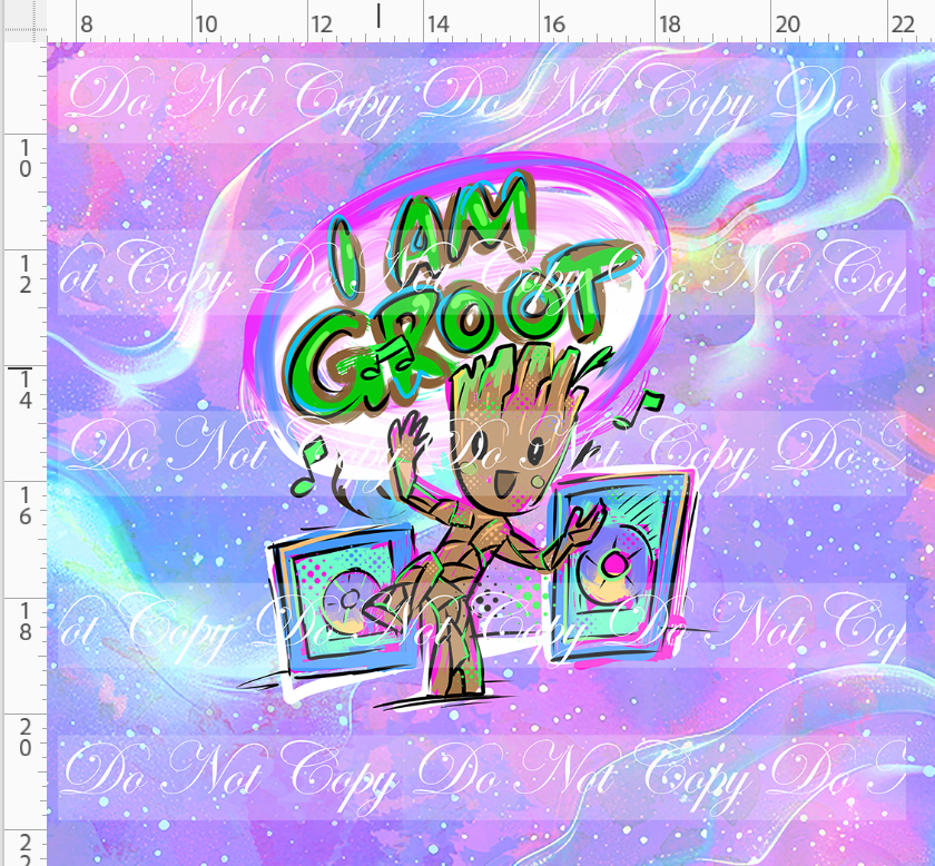 Kawaii Lord of the Galaxy - panel - purple - groot dancing - ADULT