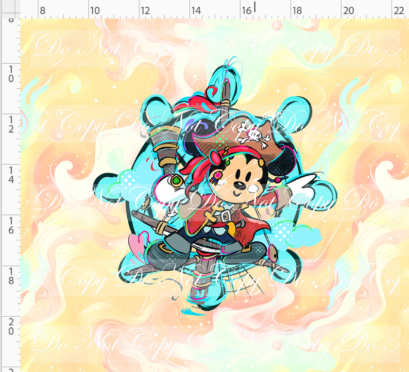 Kawaii Pirates - panel - Boy Mouse - tan - ADULT
