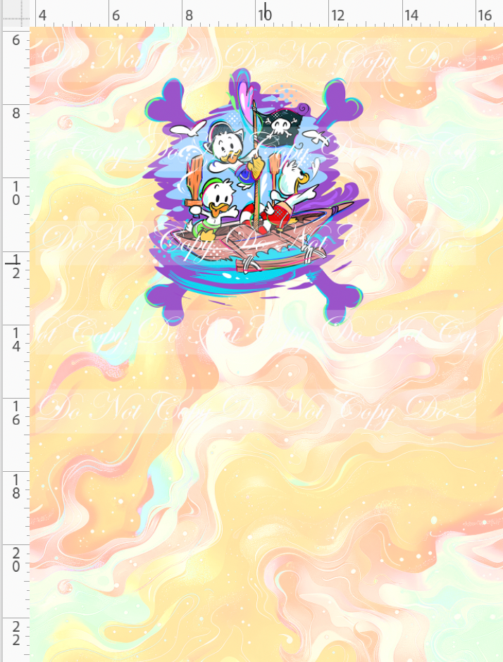 Kawaii Pirates - panel - Ducks - tan - CHILD