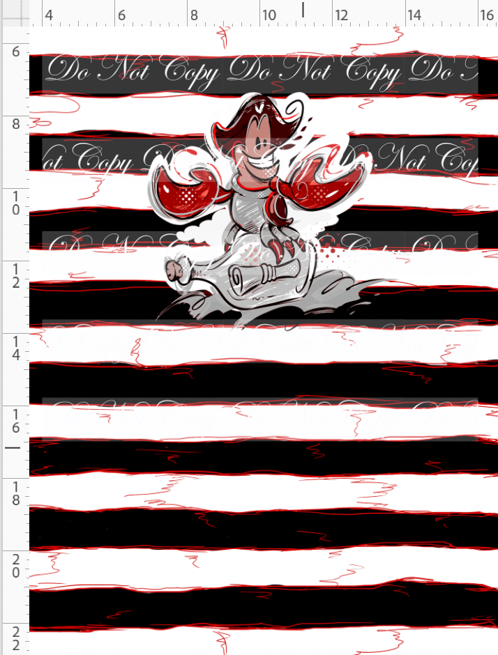 Kawaii Pirates - panel - Lobster - black red stripe - CHILD