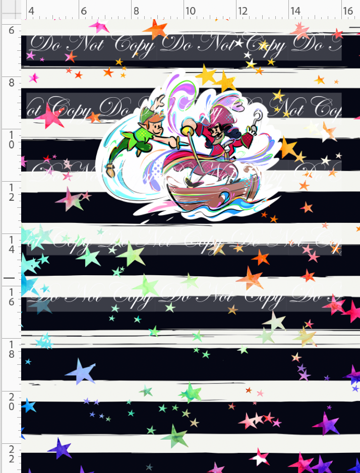 Kawaii Pirates - panel - Peter - black stripe with stars - CHILD
