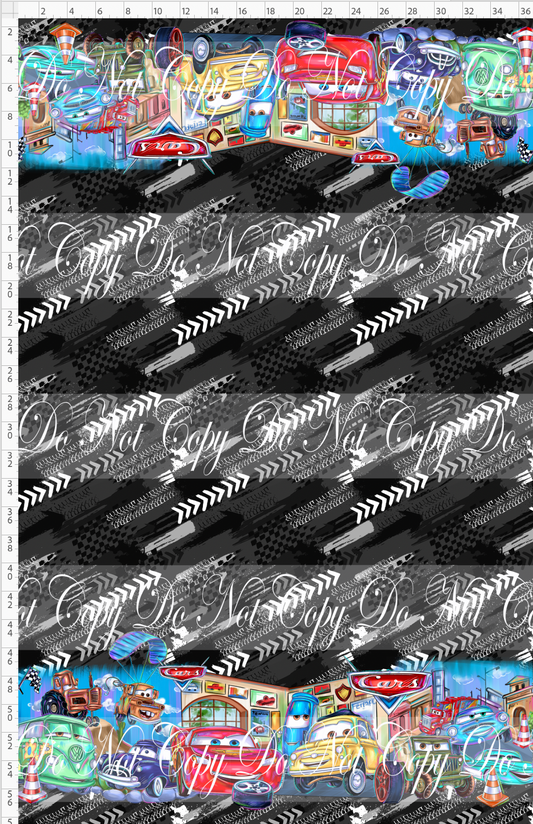 Lightening Cars - Double Border - black white