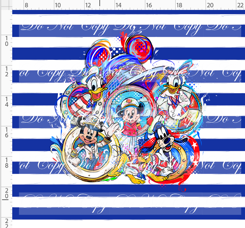 Magical Voyages - Panel - Everyone - blue sketchy stripe - adult