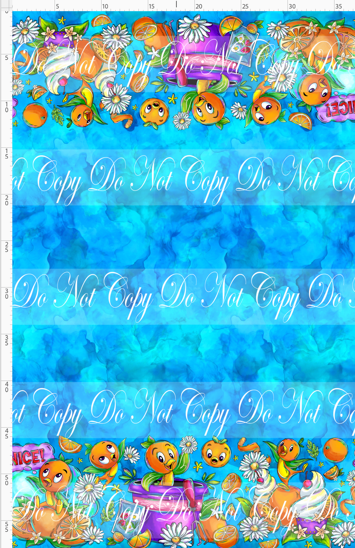 Orange Sunshine - Double Border - Aqua