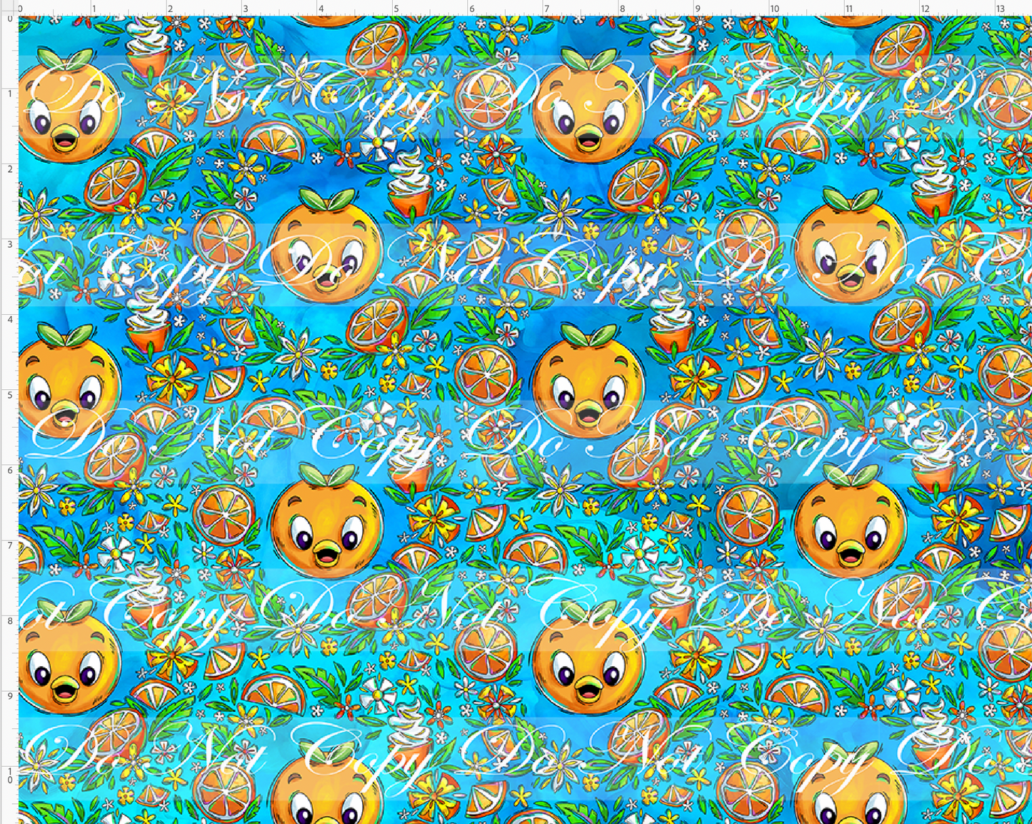 Orange Sunshine - Face and Floral - Aqua - SMALL SCALE