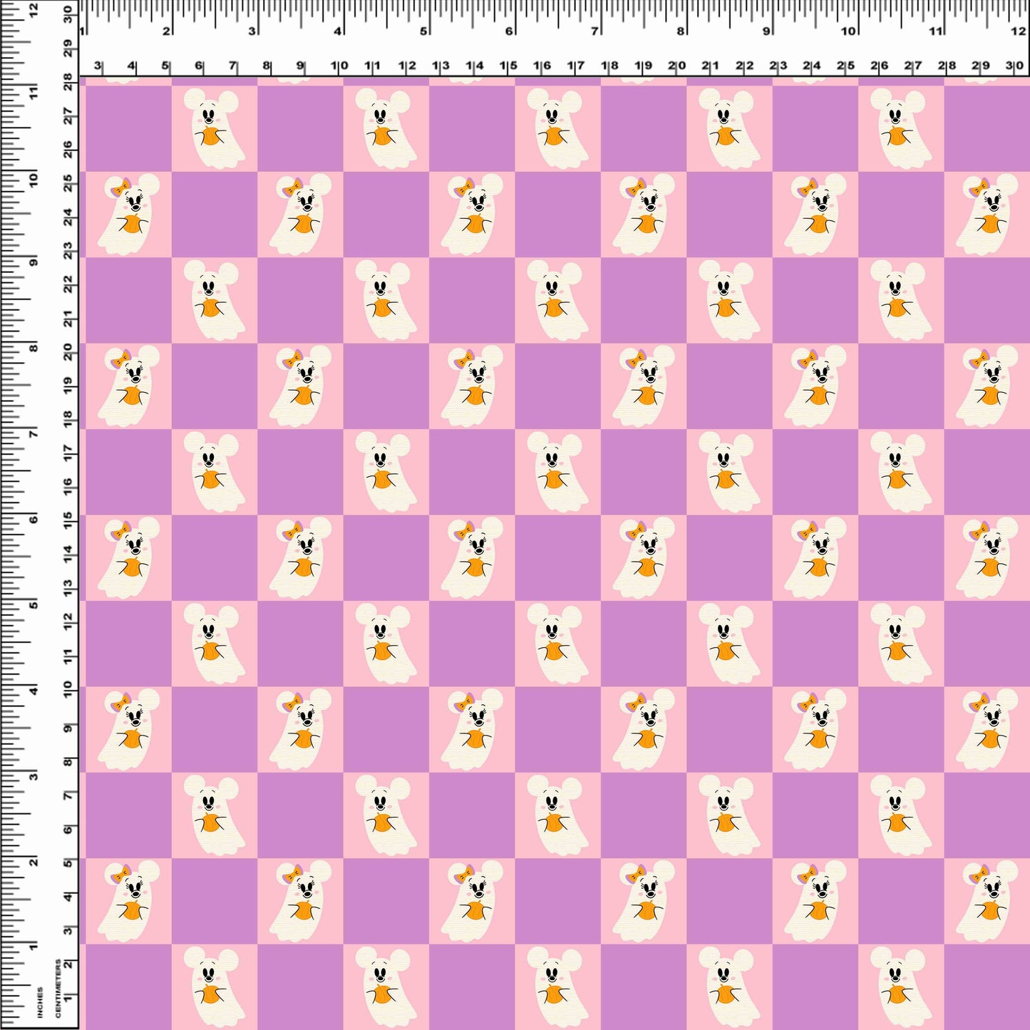 Pretty Spooky - Mouse Ghost Check - Pink - Small Scale