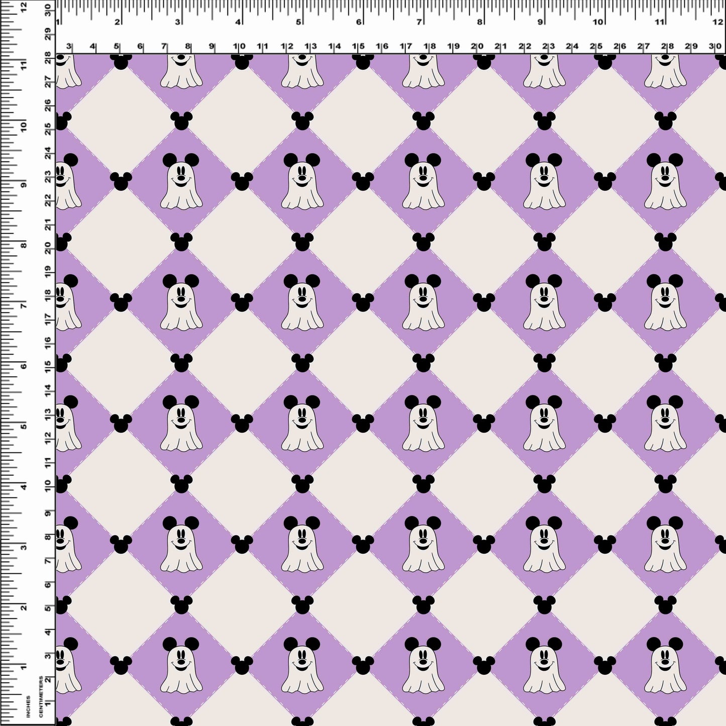 Pretty Spooky - Mouse Ghost Purple Argyle