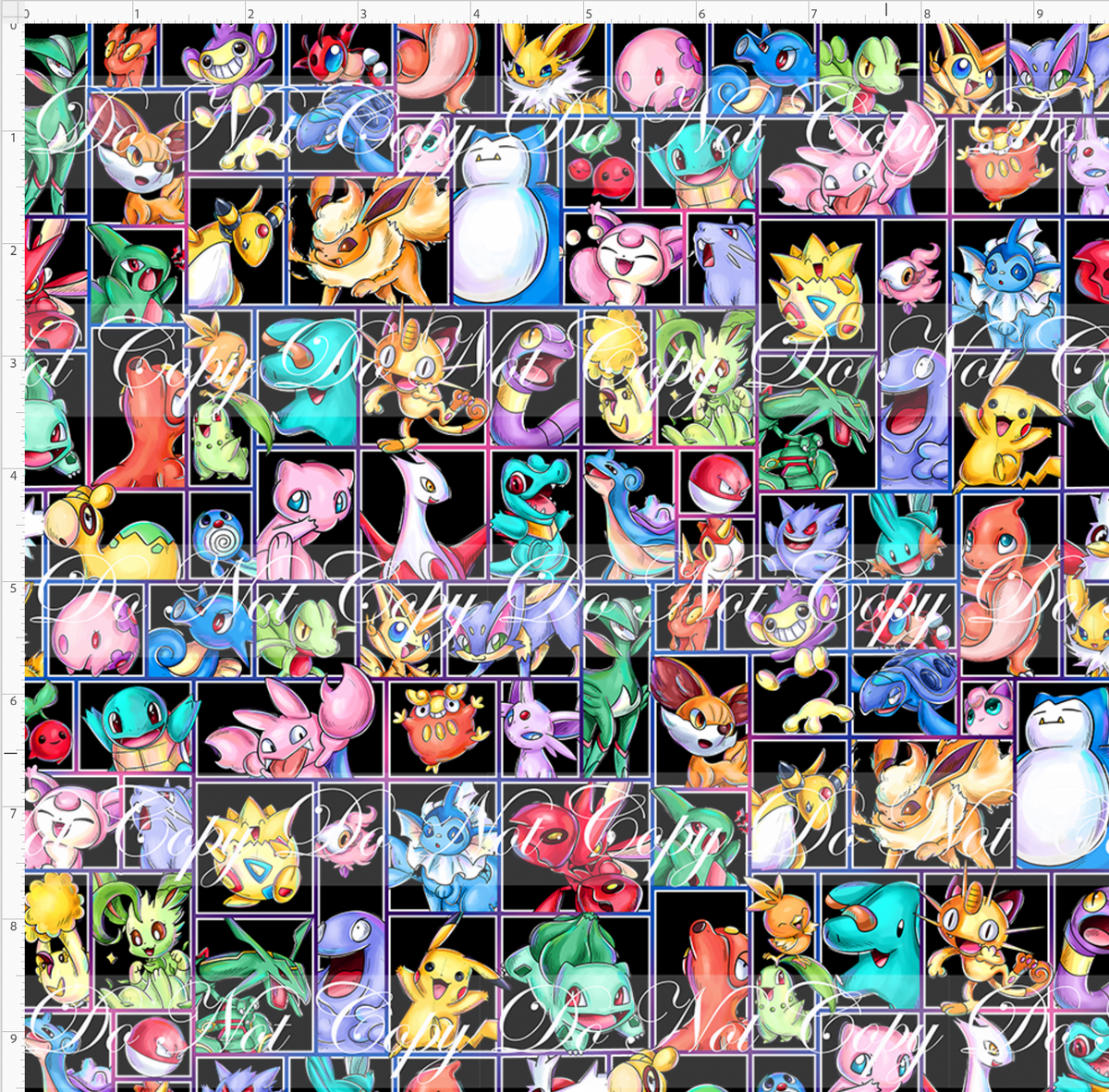 Rainbow Critters-characters squares-black-small scale