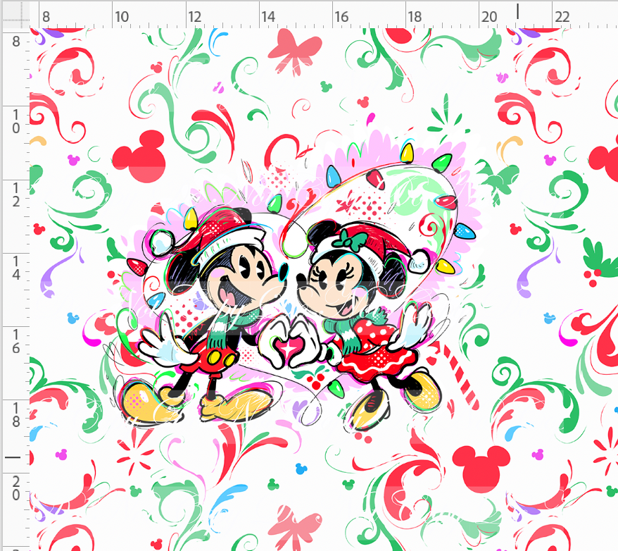 RETAIL LISTING: Kawaii Christmas - Panel - Simple Coordinate - White - Mice - ADULT