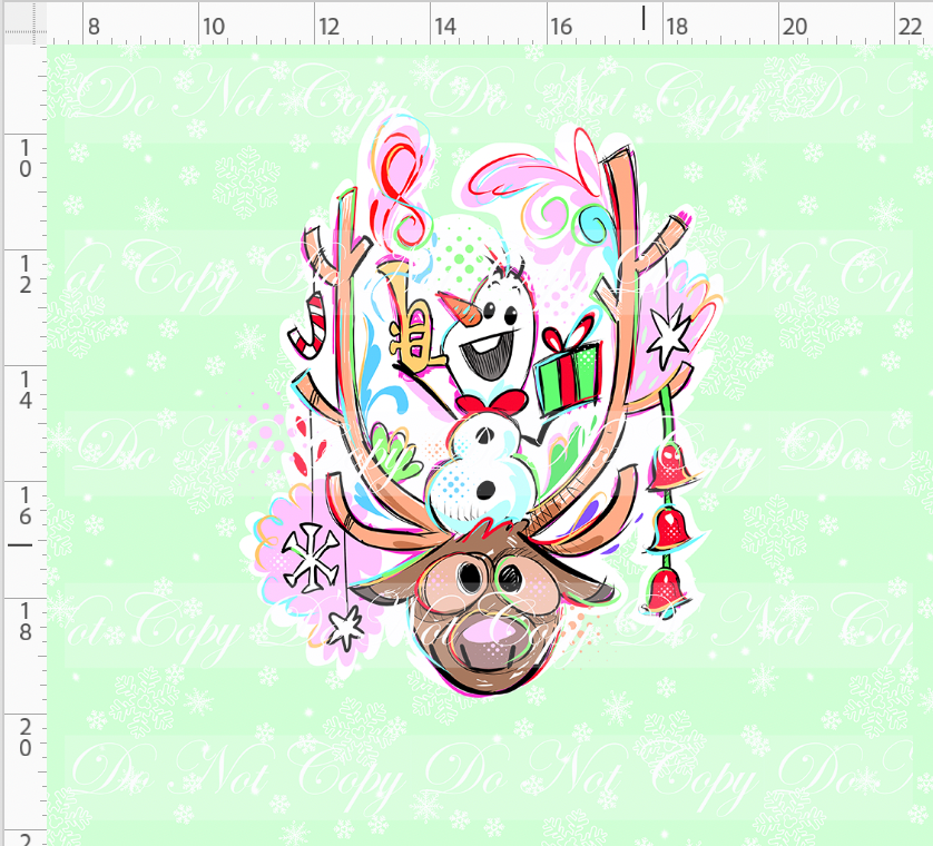 Kawaii Christmas - Panel - Snowflake - Mint - Snowman - ADULT