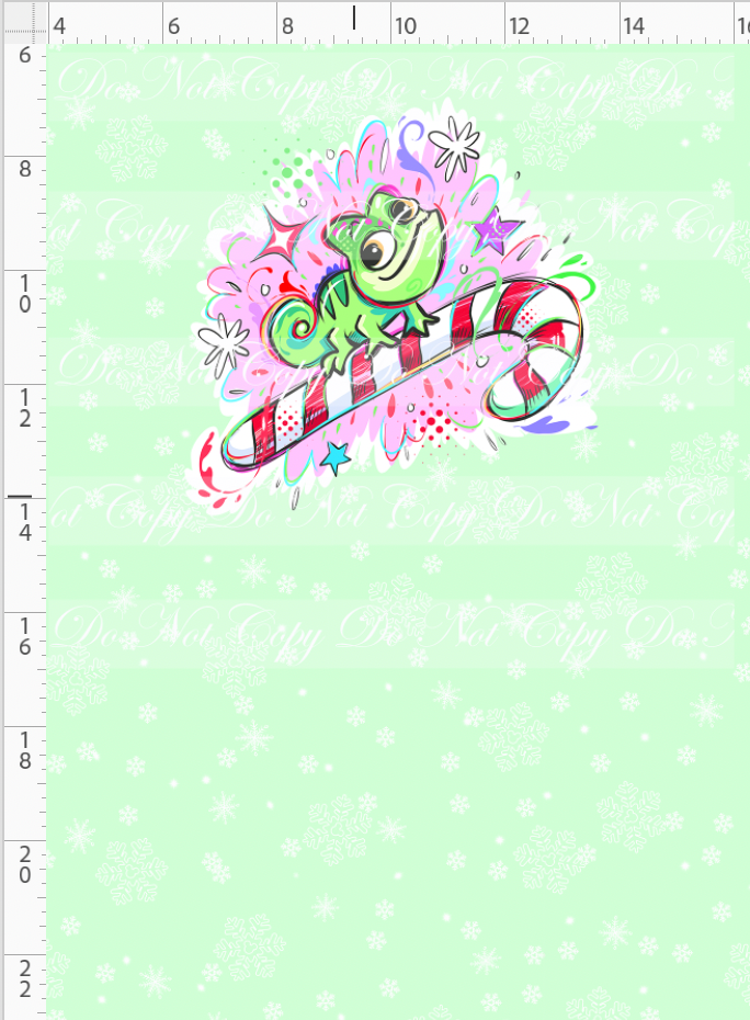 Kawaii Christmas - Panel - Snowflake - Mint - Lizard - CHILD