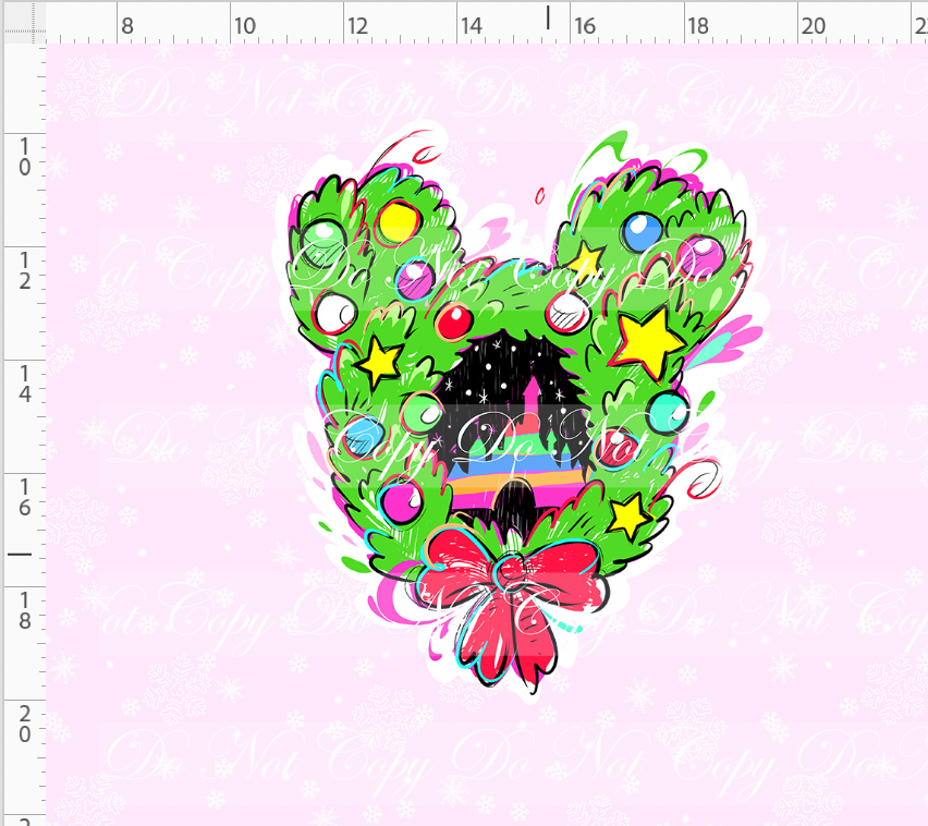 RETAIL LISTING: Kawaii Christmas - Panel - Snowflake - Pink - Wreath - ADULT