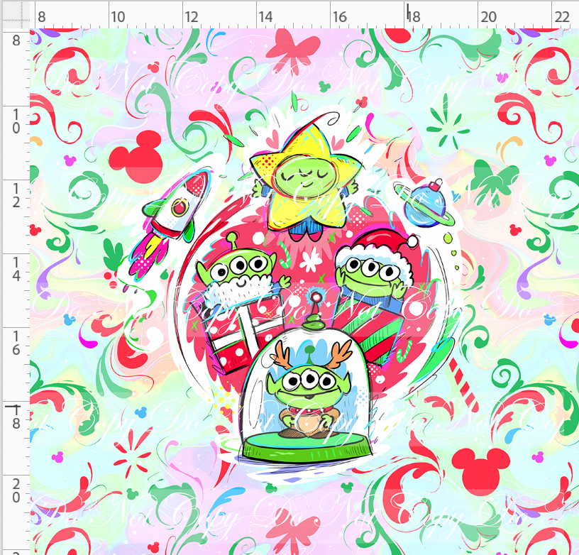 Kawaii Christmas - Panel - Simple Coordinate - Colorful - Aliens - ADULT