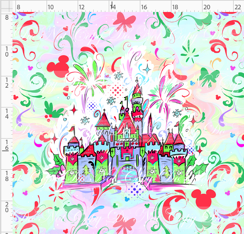 Kawaii Christmas - Panel - Simple Coordinate - Colorful - Castle - ADULT