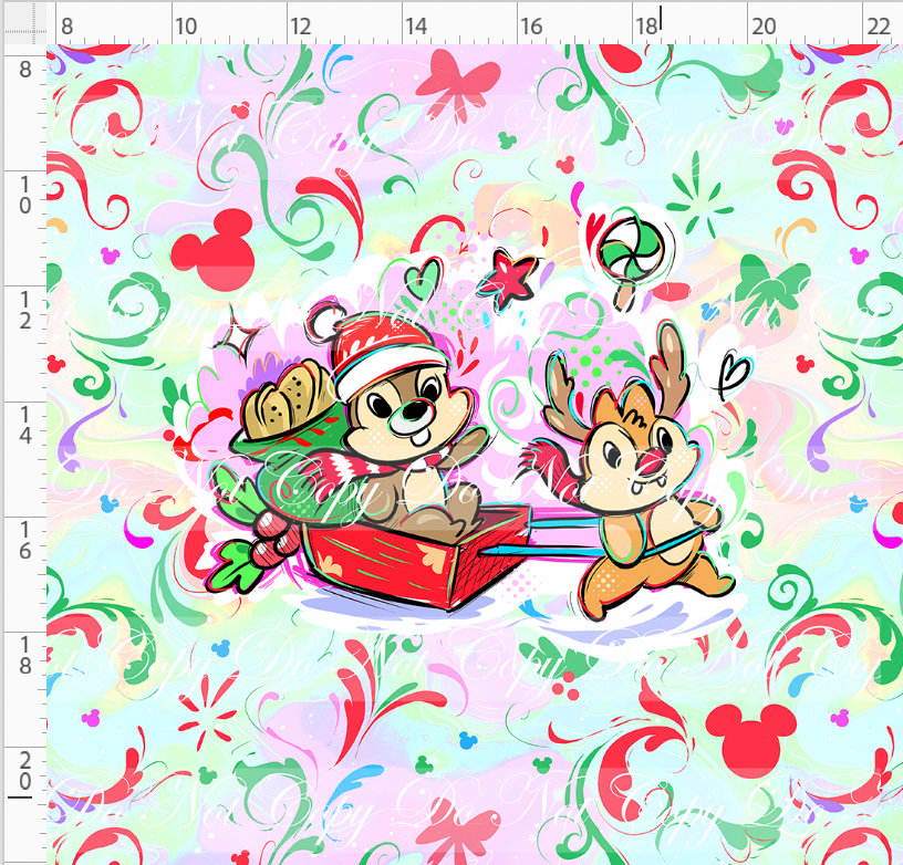 Kawaii Christmas - Panel - Simple Coordinate - Colorful - Chipmunks - ADULT