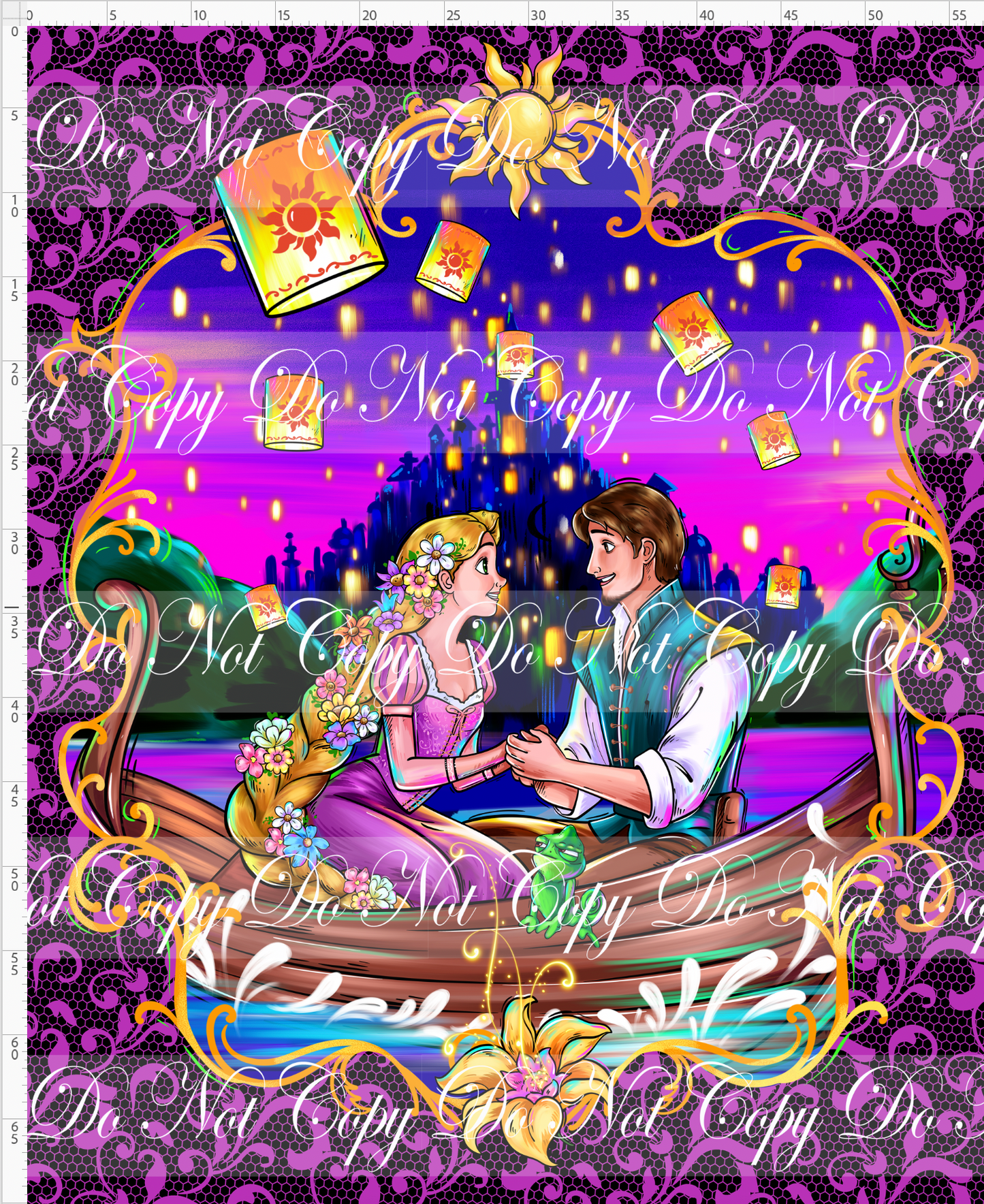 Golden Locks - Design 1 - Full Size Blanket Panel 58W x 72H