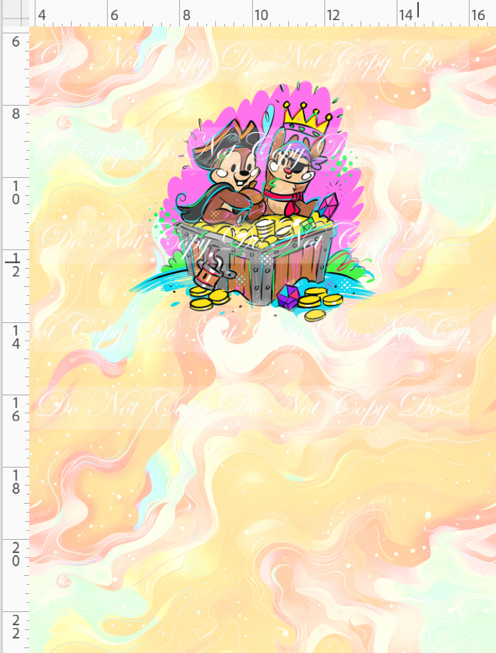 Kawaii Pirates - panel - Chipmunks - tan - CHILD