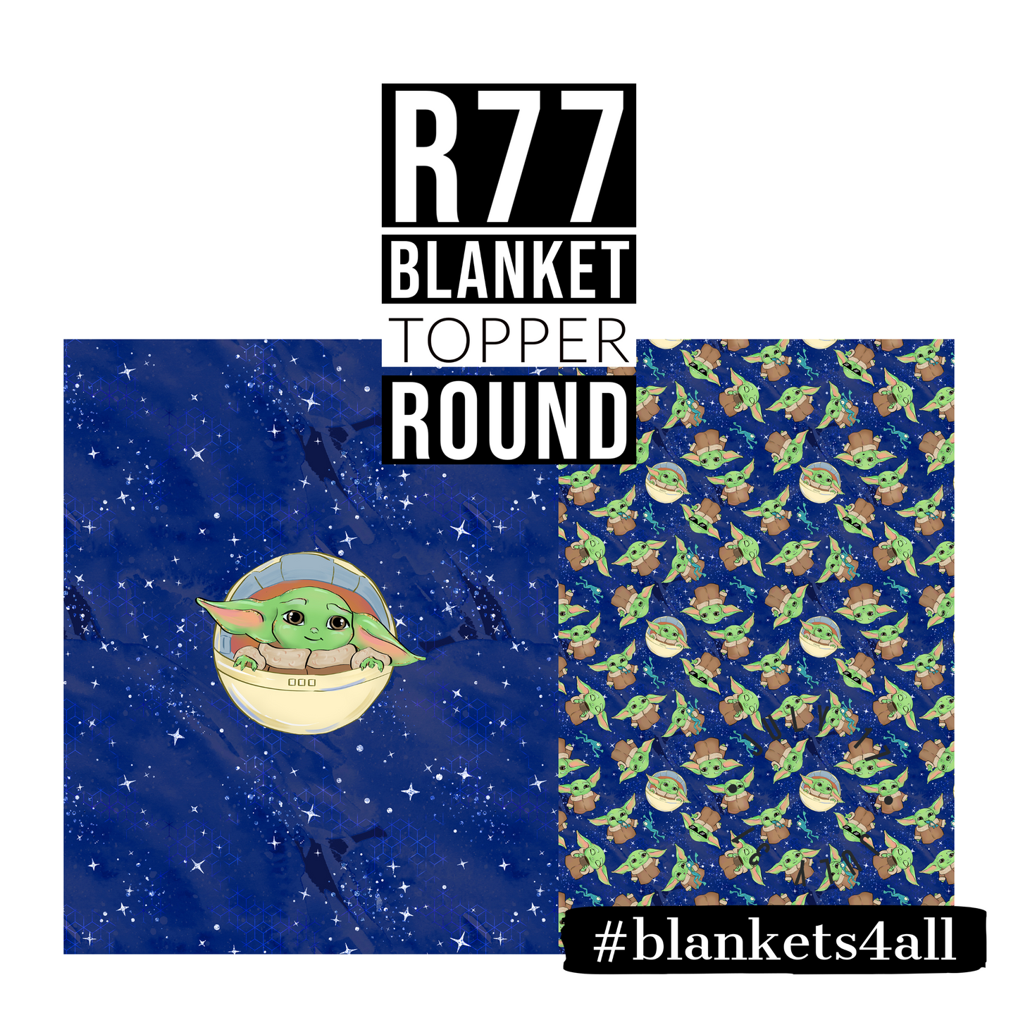 Space Baby Blue - Childrens Blanket Panel 58W x 36H