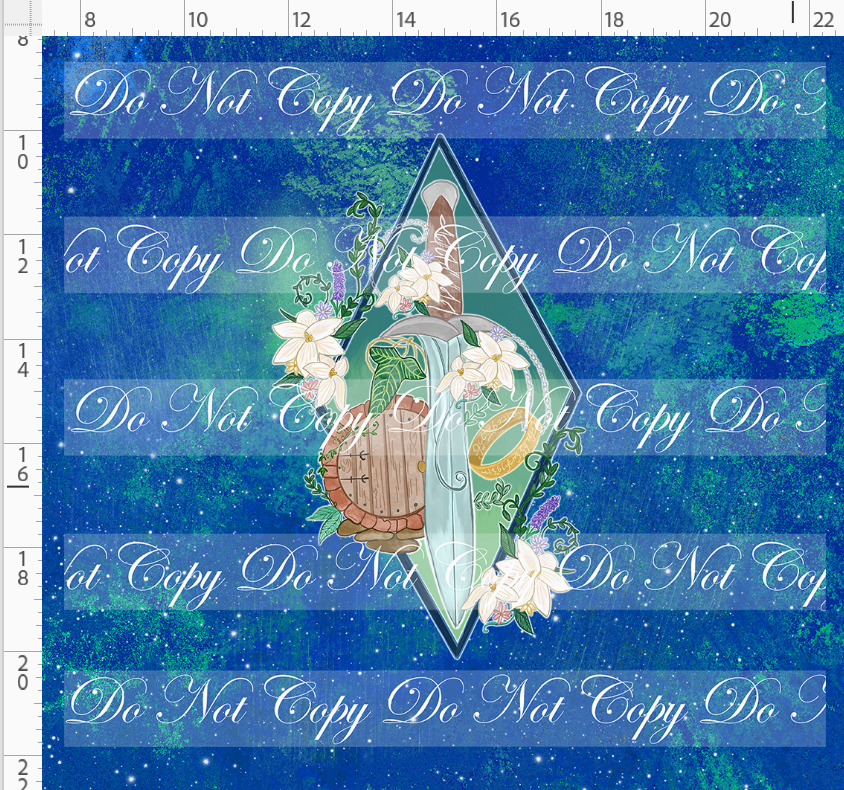 The shire-panel-sword door ring-blue-adult