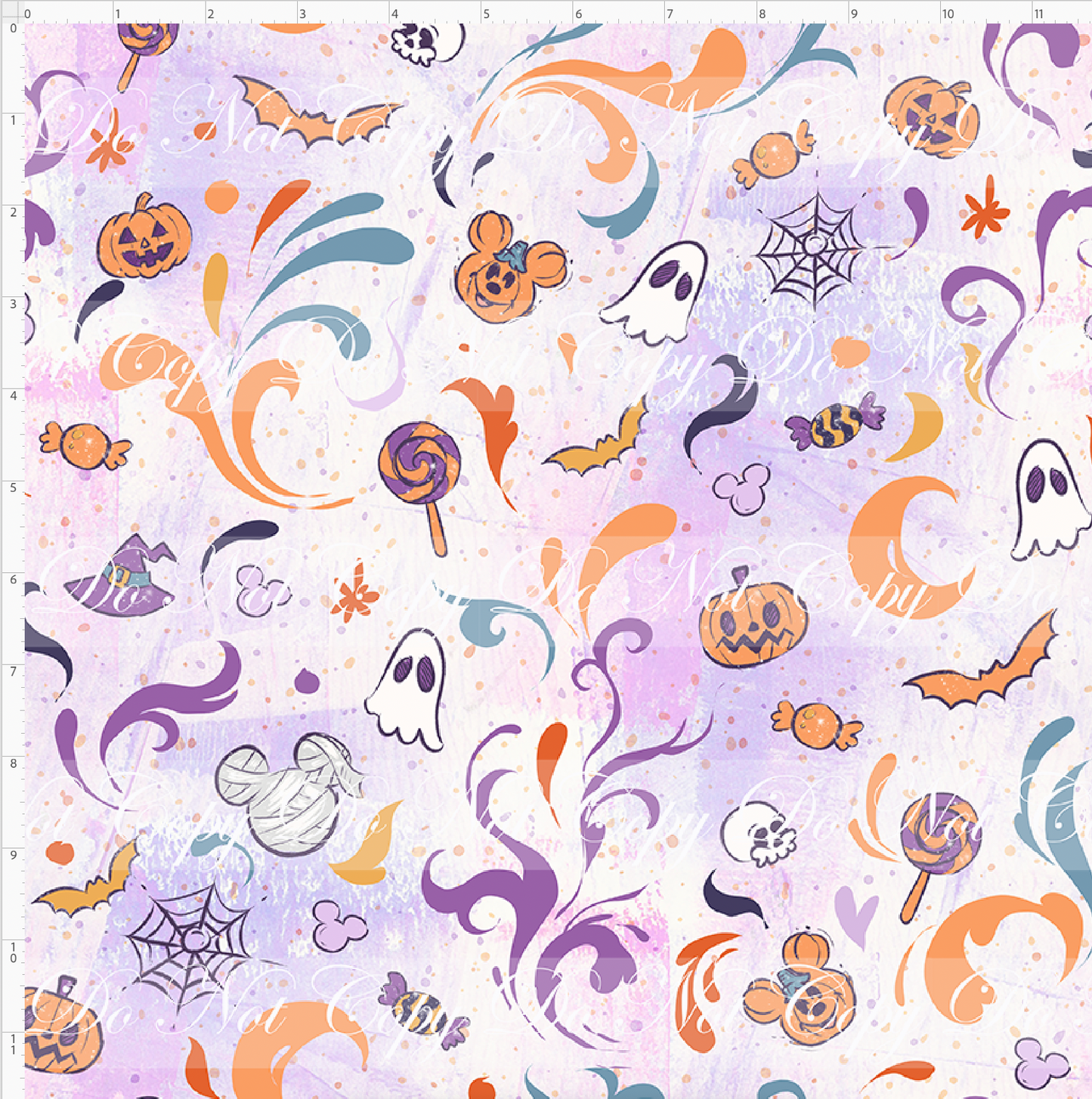 Vintage Halloween Friends - Elements - Purple hue background - regular scale